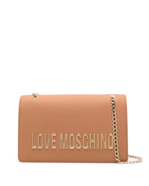 Love Moschino Brown Logo-plaque Leather Shoulder Bag