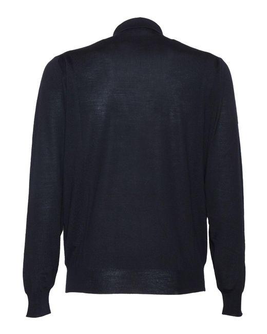 PHI FDL Blue Merino Wool Polo Virgin Shirt for men