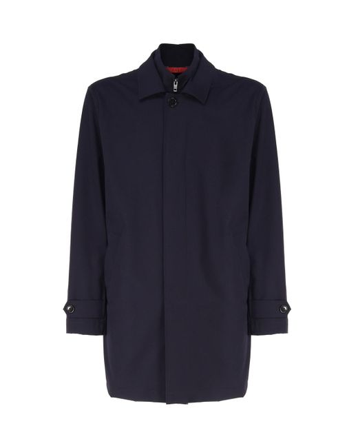 Fay Blue Concealed Mid-Length Fitted Parka for men