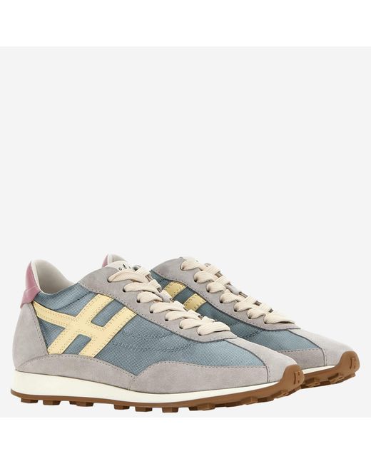 Hogan Blue Sneakers Leather & Technical Fabric And Rubber Trainers