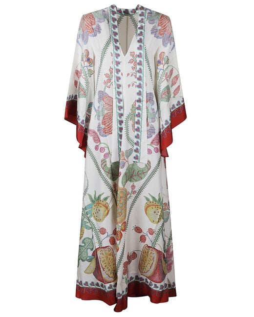 LaDoubleJ White Magnifico Printed Silk-twill Maxi Dress