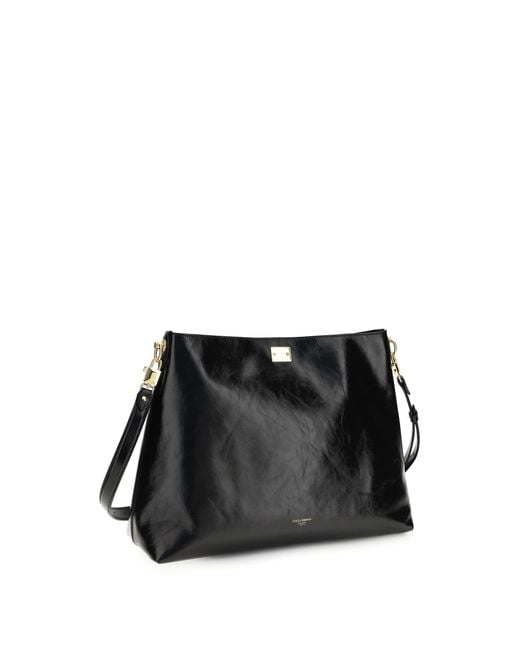 Dolce & Gabbana Black Large Vittoria Leather Shoulder Bag Calf Bos Taurus
