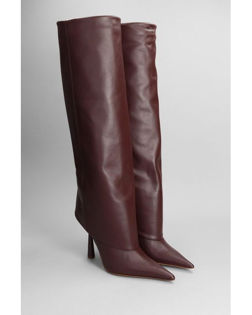 Gia Borghini Rhw31 High Heels Boots In Dark Brown Leather