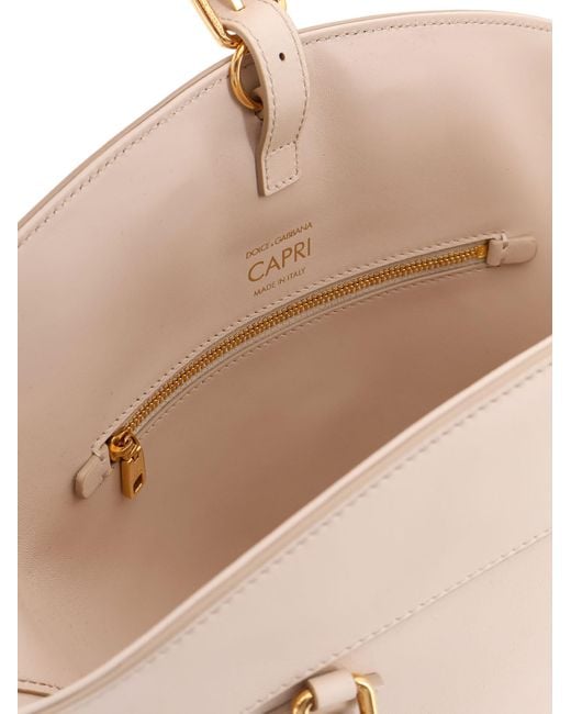 Dolce & Gabbana White Coffa Capri Leather Shoulder Bag