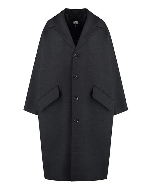 MM6 by Maison Martin Margiela Oversize Wool-blend Coat in Blue | Lyst