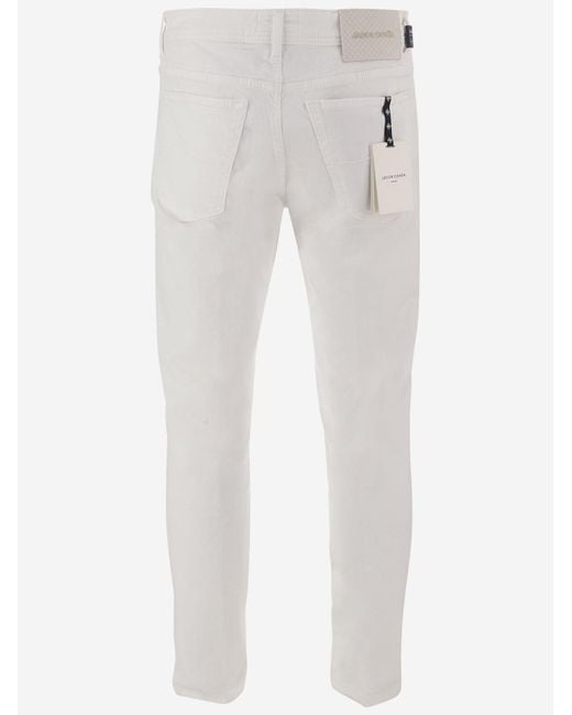 Jacob Cohen White Trousers Washed Natural for men