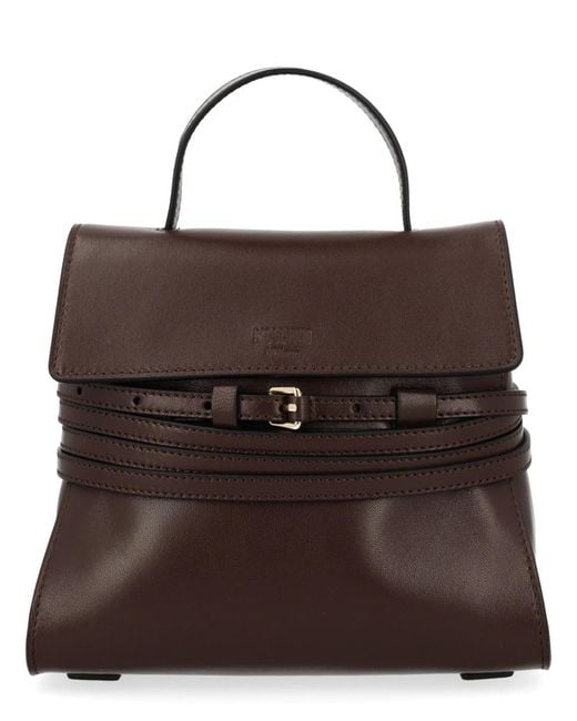 Moschino Brown Handbag Tie Me Leather Calf Handbags