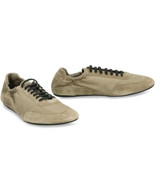 Prada Green Collapse Sneakers Re-Nylon And Suede Leather Polyamide Trainers for men