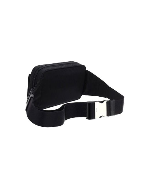 Prada Black Logo Plaque Belt Bag for men