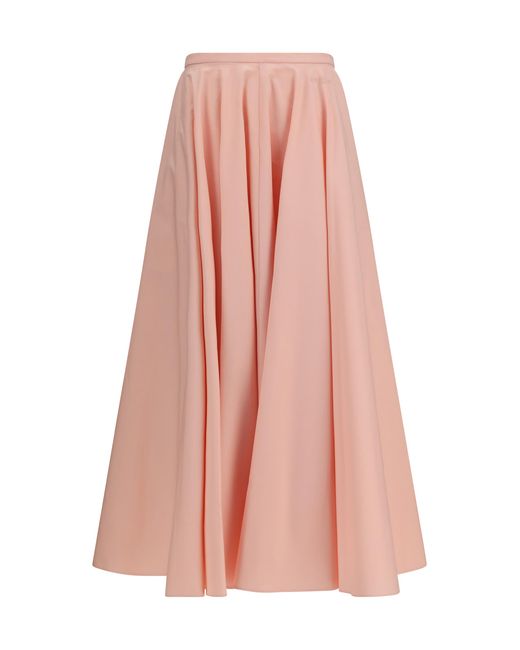 Givenchy Pink Long Circular Skirt Cotton Poplin