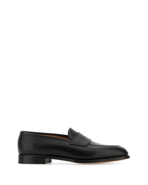 Edward Green Black Leather Piccadilly Loafers for men