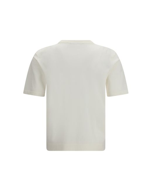 Piacenza Cashmere White Short-Sleeve Crewneck Sweater Cotton T-Shirts for men