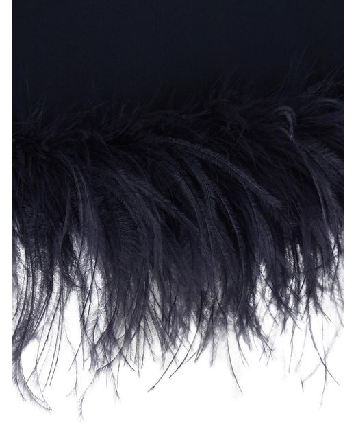 P.A.R.O.S.H. Blue Dress Feathers Tech Fabric Polyester
