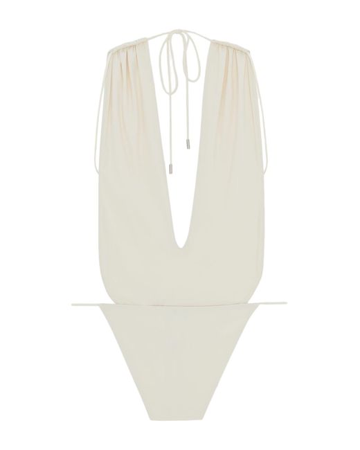 Saint Laurent White Onepiece Swimsuit
