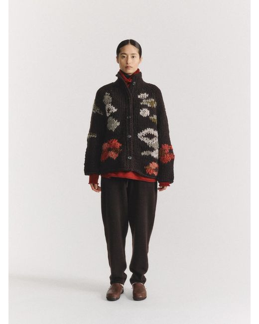 Casey Casey Red Flora Cardigan Sweater