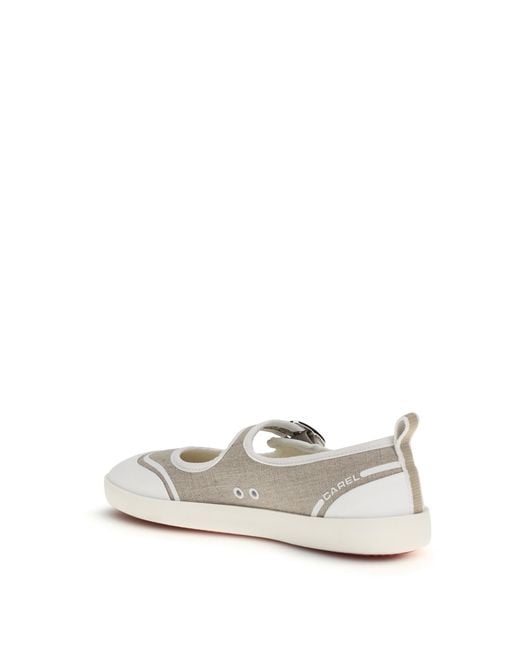 CAREL PARIS White Canvas Sport Ballerinas Upper: Cotton; Sole: Rubber