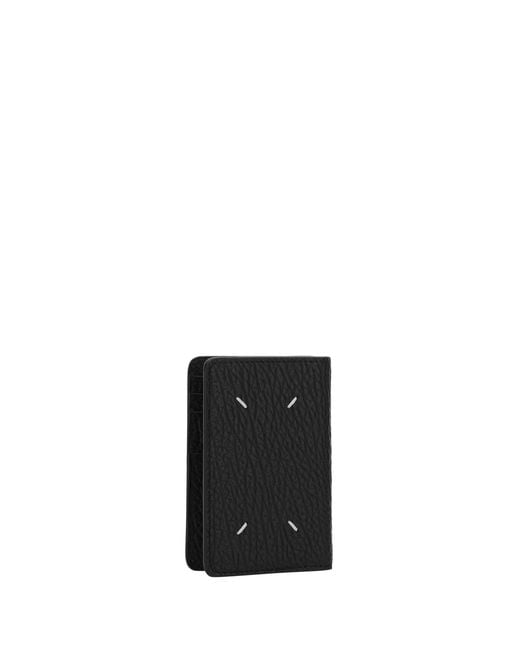 Maison Margiela Black Leather Card Holder Calf Bos Taurus Wallet for men