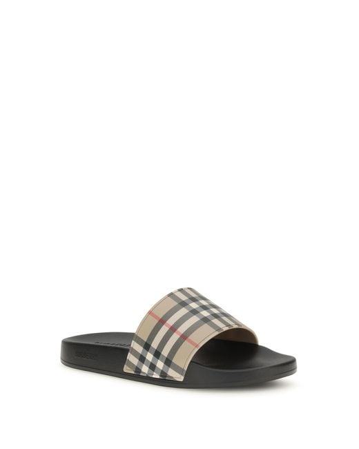 Burberry White Check Slides Rubber Sandal for men