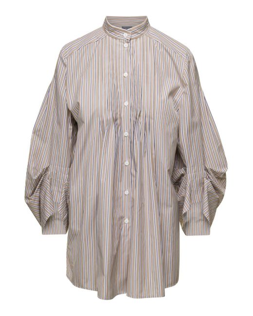 Alberta Ferretti Gray Striped Poplin Shirt