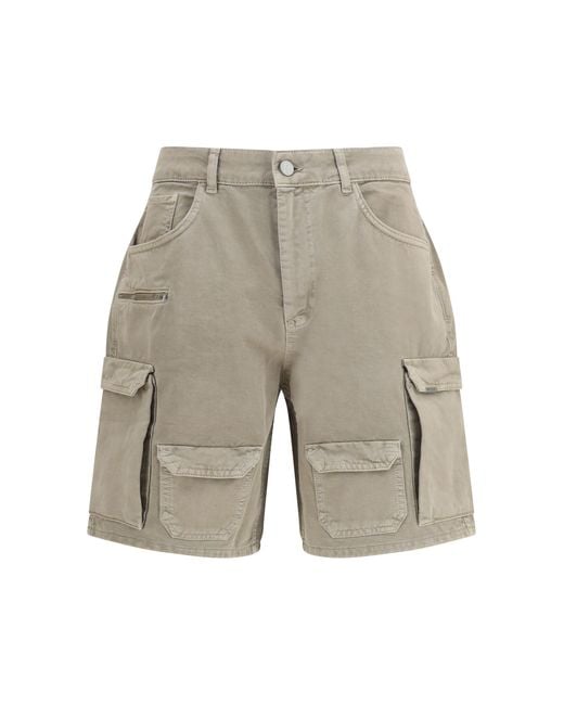 Represent White Cotton Cargo Shorts Bermuda for men