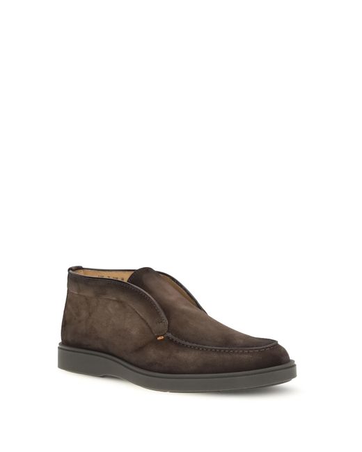 Santoni White Ankle Boots Suede Slip-On Trainers for men