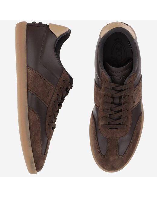 Tod's Brown Leather Sneakers And Suede Trainers for men