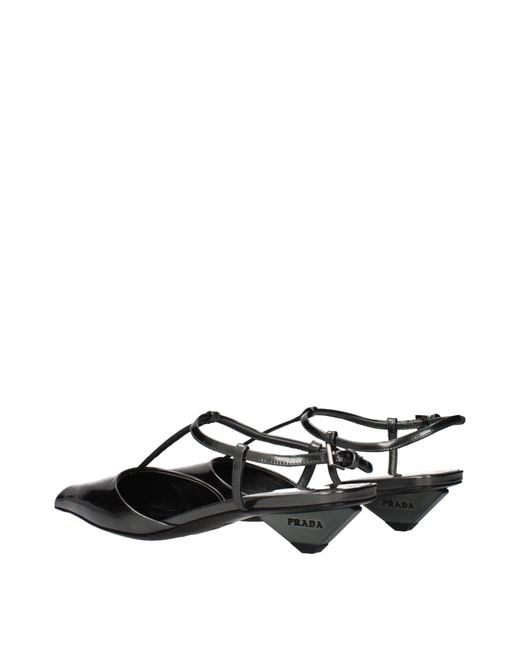Prada Black Leather Flat Sandals