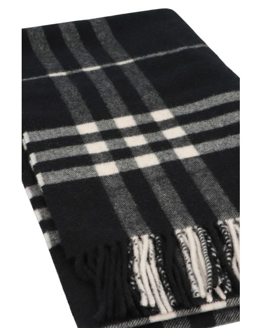 Burberry Black Checked Cashmere Scarf