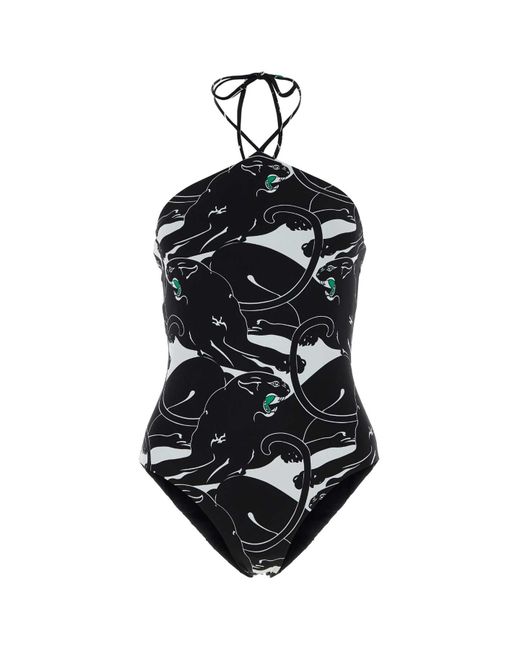 Valentino Garavani Black Printed Stretch Nylon Escape Swimsuit