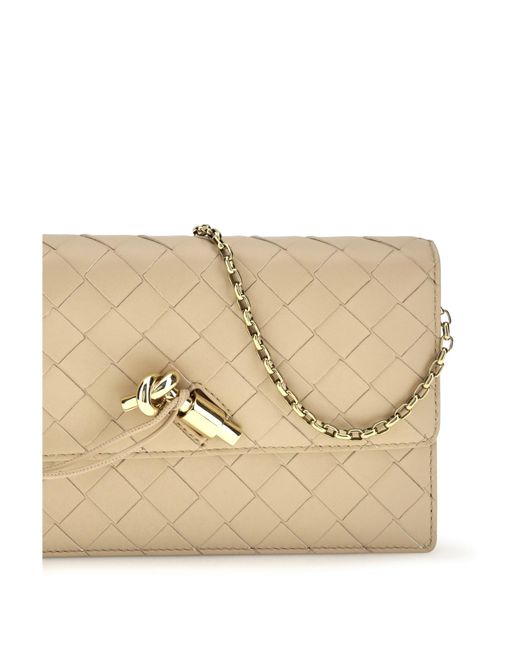 Bottega Veneta Natural Pouch On Chain Andiamo Shore-Muse Brass Shore/Muse Lamb Leather Wallets & Purses
