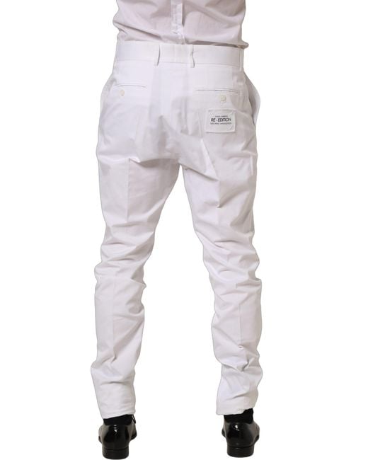 Dolce & Gabbana Purple Cotton Tapered Leg Dress Trouser Pants Elastane for men