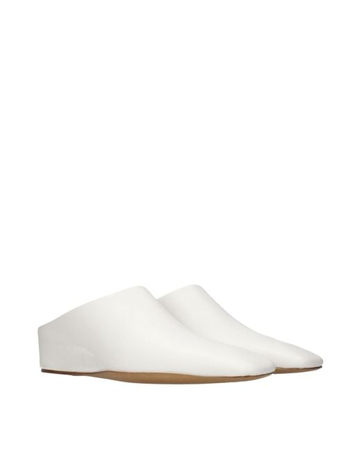 Jil Sander White Leather Slippers