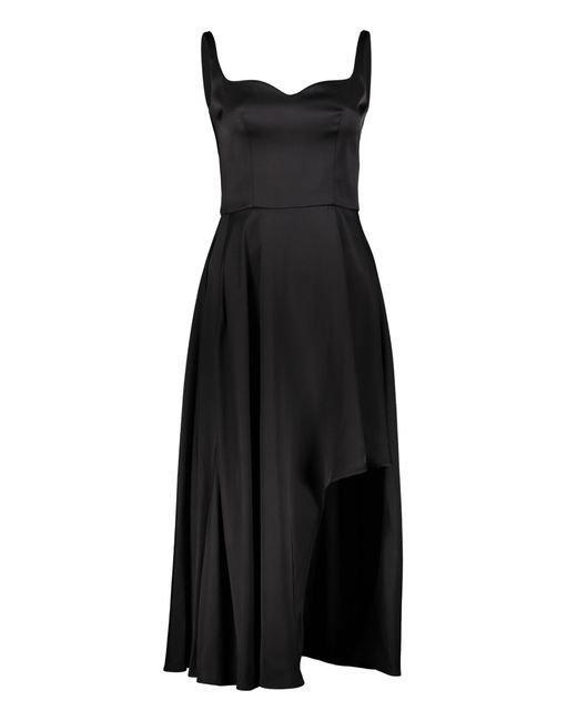 Alexander McQueen Black Asymmetric Hem Midi Dress