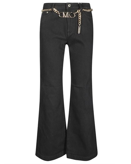 MICHAEL Michael Kors Black Flare Chain Belt Jeans