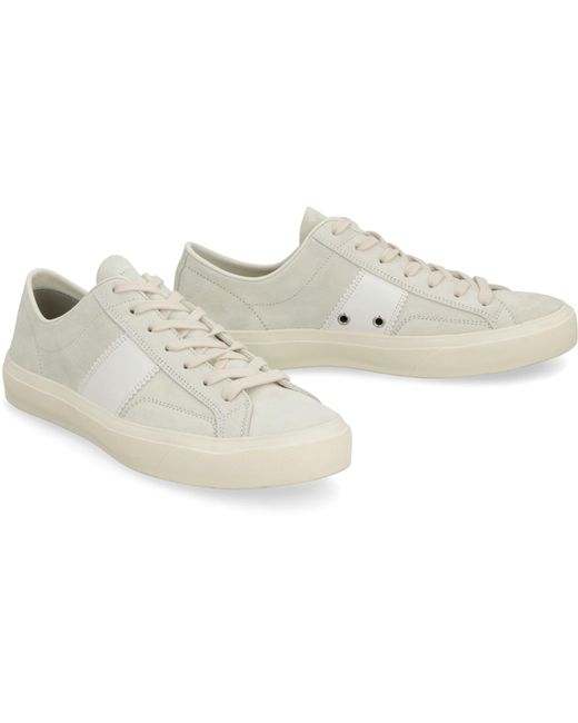 Tom Ford White Cambridge Suede Sneakers for men