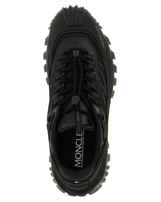 Moncler Black Leather Athletic Sneakers for men