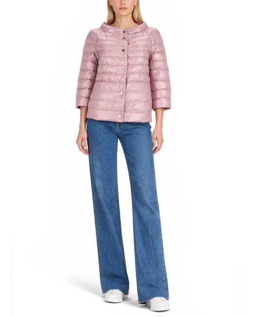 Herno Pink Reversible Padded Coat Polyamide Jacket
