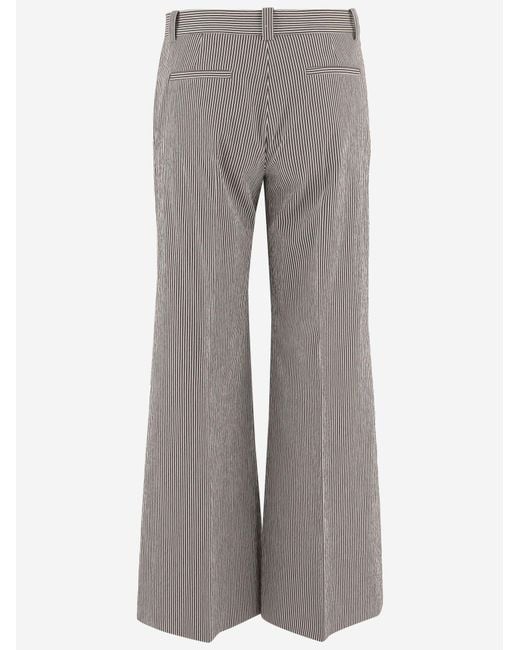 Ql2 Gray Pants Striped Stretch Cotton-Blend Trousers