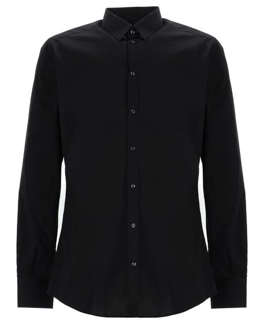 Dolce & Gabbana Black Shirt Fit Cotton Elastane for men