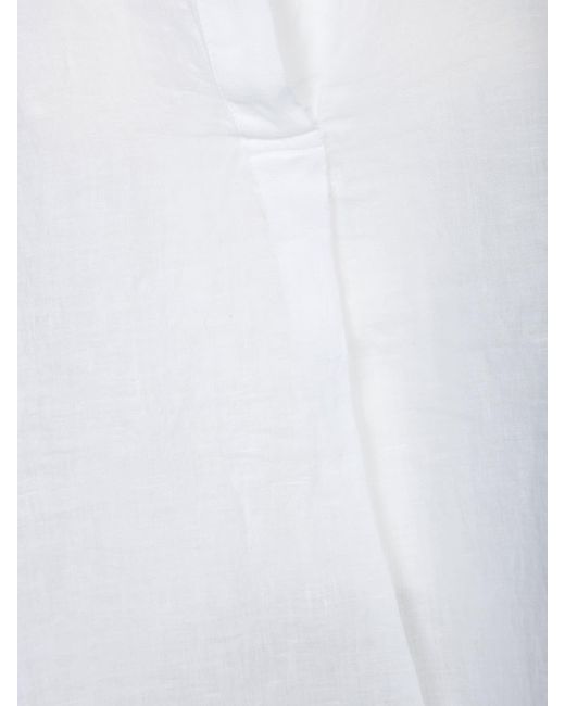 120% Lino White Linen Blouse