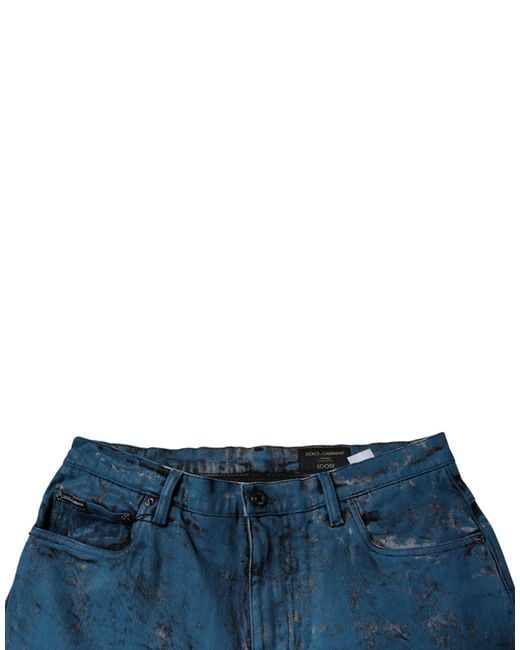 Dolce & Gabbana Blue Tie Dye Cotton Skinny Denim Jeans for men