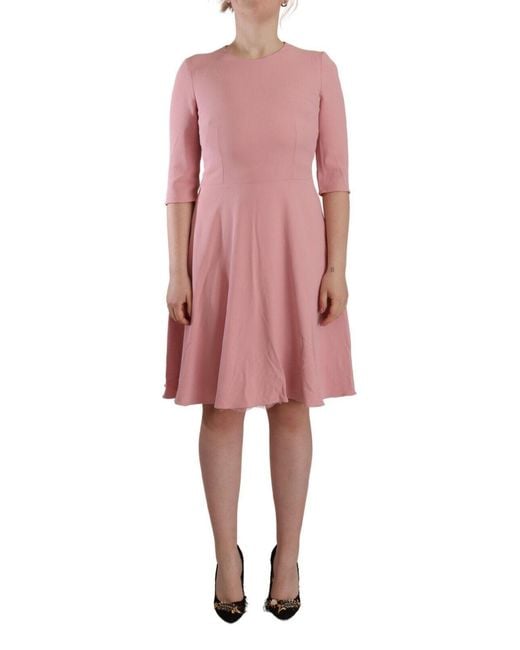Dolce & Gabbana Pink Elegant A-Line Knee Length Dress
