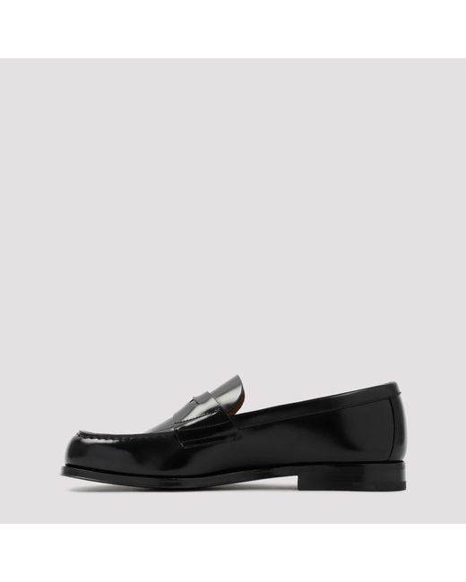 Prada Black Signature Triangle Leather Slip-On Loafers for men