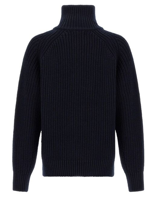 Dries Van Noten Blue Monty Full-Zip Turtleneck Sweater for men