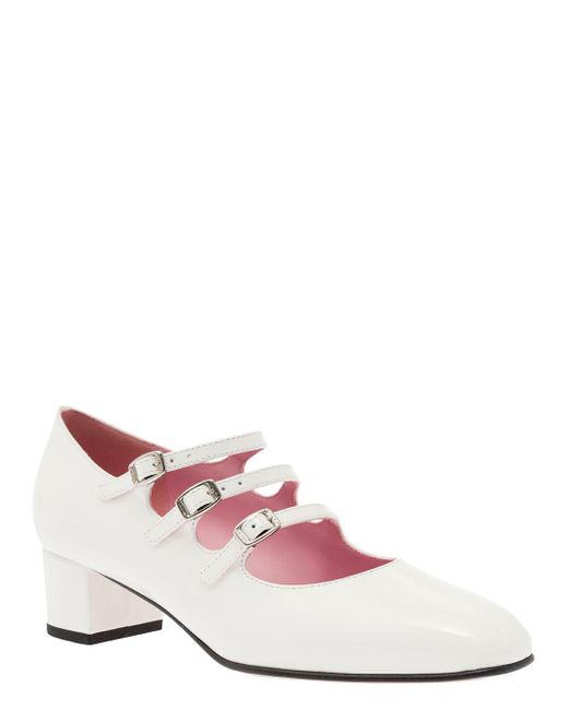 CAREL PARIS Pink Kina Mary Janes With Straps And Block Heel