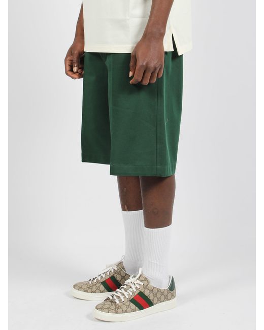 Gucci Green Web Detail Cotton Short for men
