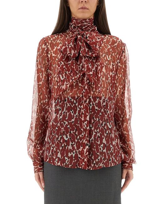 Saint Laurent Red Printed Silk Shirt