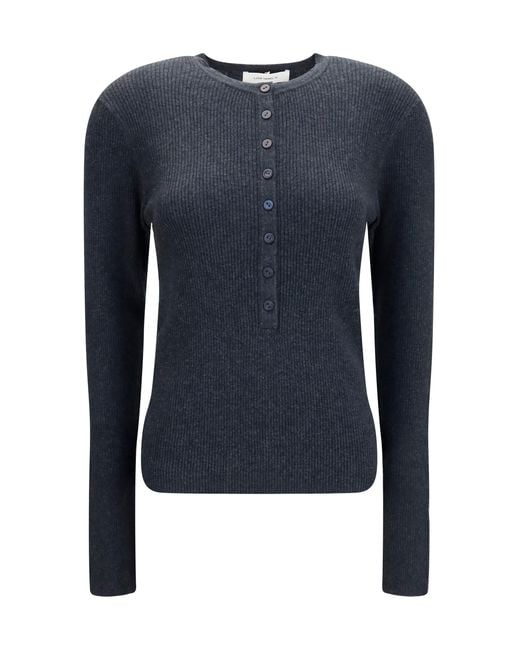 Lisa Yang Blue Airi Henley Sweater Cotton And Cashmere Cotton; Kashmir/Capra Hircus