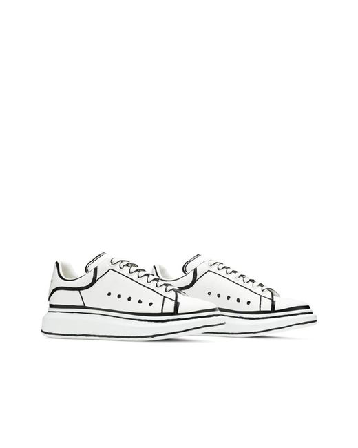 Alexander McQueen White Outline Oversized Sneakers for men