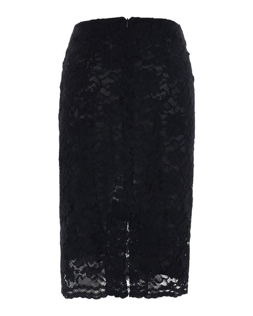 Le Plain Black Pencil Skirt Lace Fabric